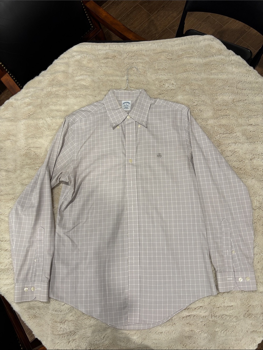 Brooks Brothers Light Beige Windowpane Dress Shirt